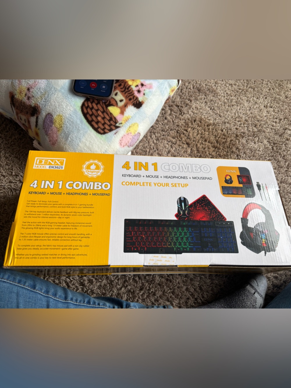 DENX 4-in-1 Gaming Combo - Black with RGB Lighting